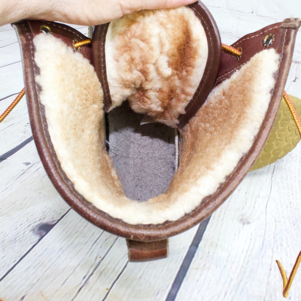 LL Bean Tumbled Leather Shearling Duck Boots 11 W - Picture 6 of 8